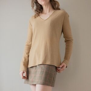 Vintage Giorgio Armani Tan Camel Fine Wool Quiet Luxury Designer Sweater Women's